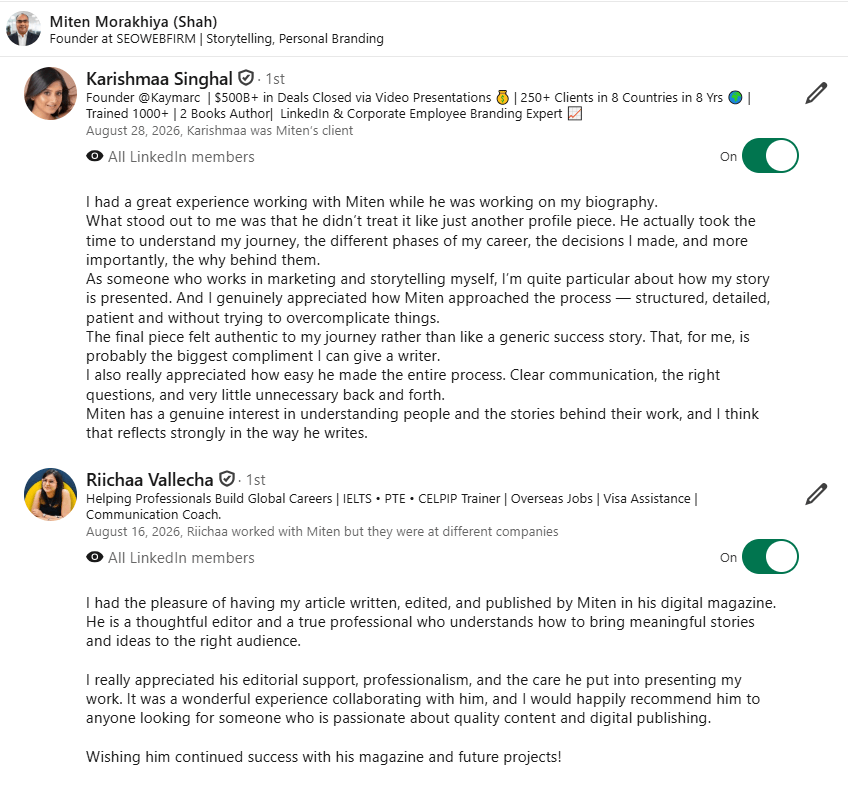Miten LinkedIn Recommendations